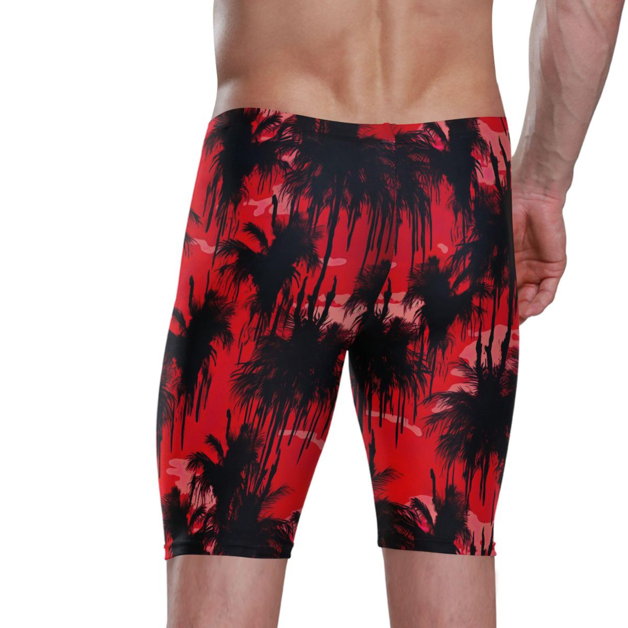 Red Coconut Tree Swim Jammers for Men Athletic Durable S B0402021