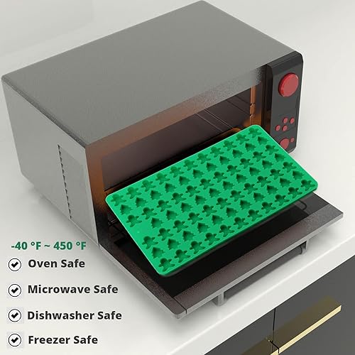 Miniatura 7 de Moldes de caramelo de chocolate, 76 cavidades en forma de árbol y pan de jengibre, bandeja de silicona de grado alimenticio para galletas de perro o