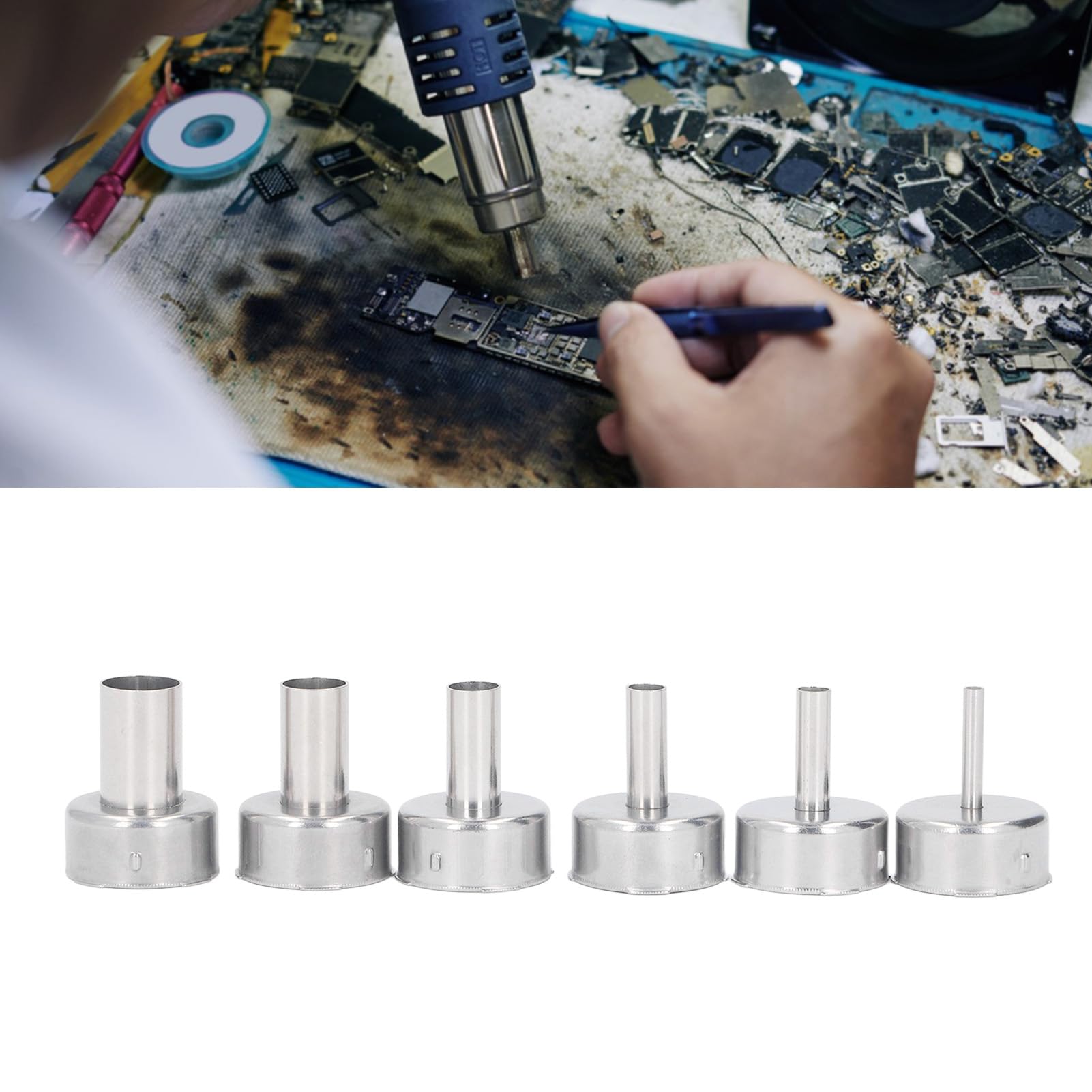 gernie 6Pcs Heat Nozzle Accessory Kit Blow Soldering Tool Attachment Hot Air Desoldering Air Tips Nozzles Hot Air for Nozzle Nozzle Guns Utensil Tool Tool Piping Nozzle Heat Guns, gerniebwvf0in7ut