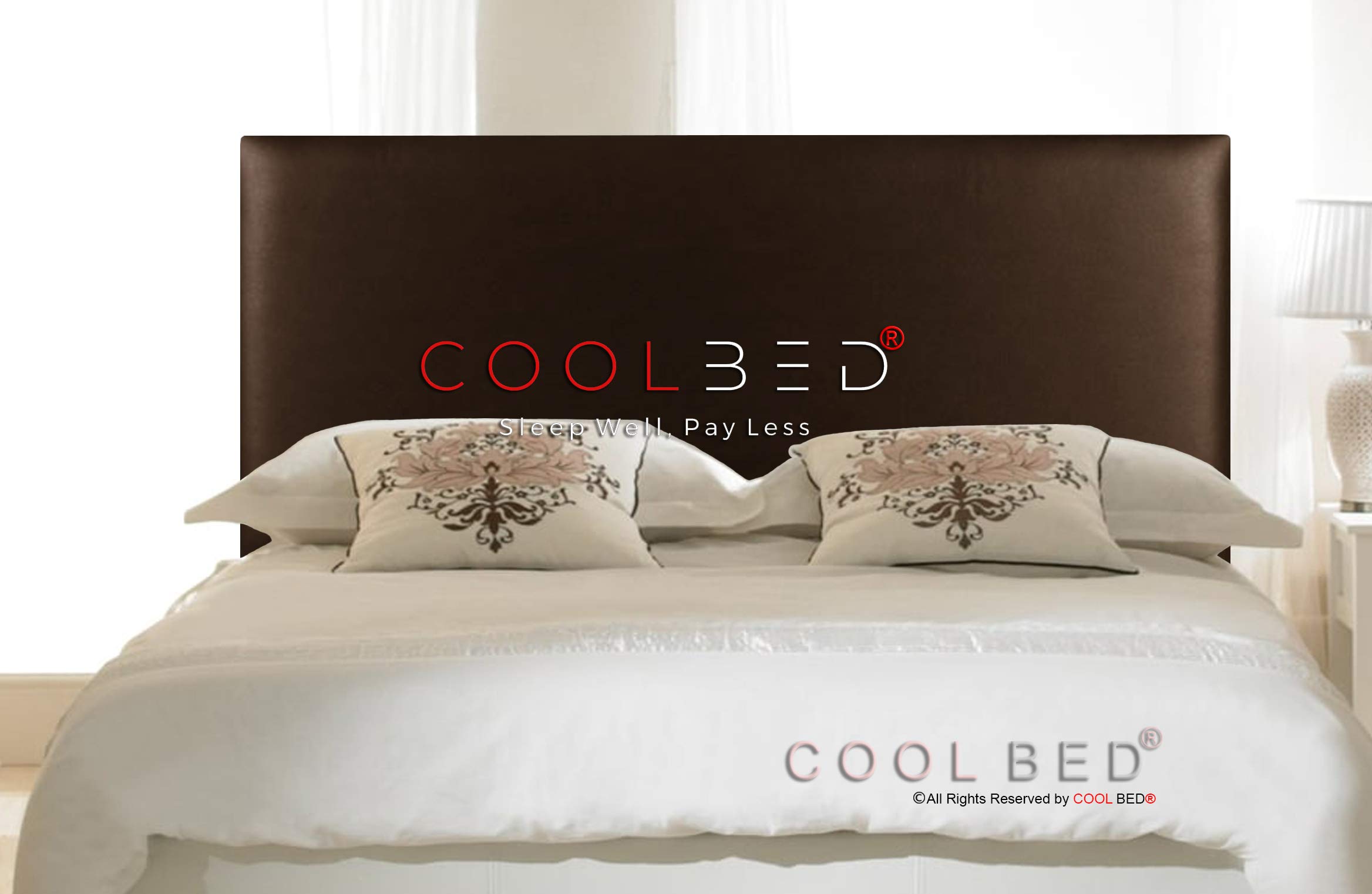 DOUBLE PLAIN FAUX LEATHER CHESTERFIELD 4FT6 HEADBOARD FOR DIVAN BED IN 20" OR 26" HEIGHT (BROWN - 26")