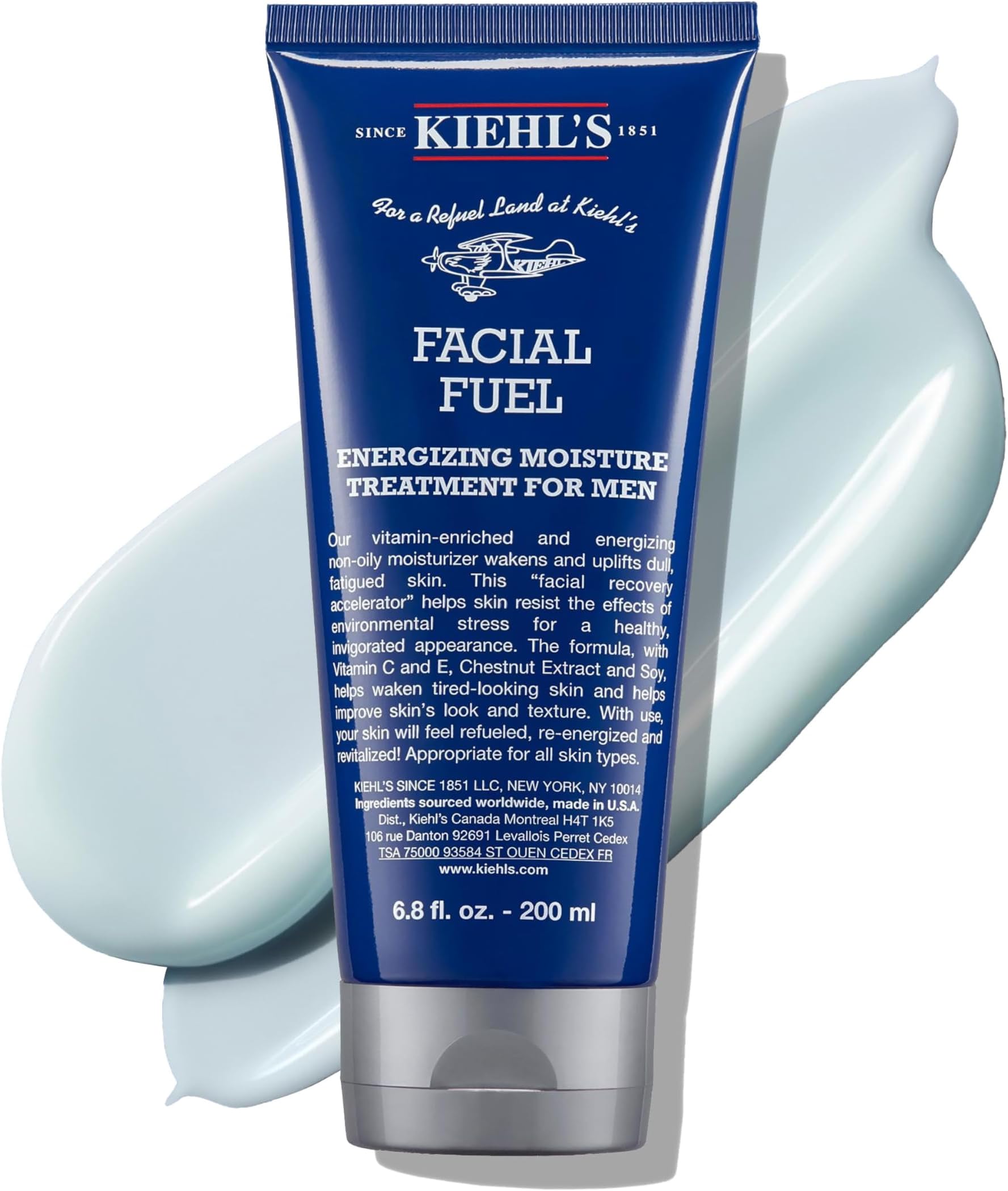 Kiehl's Facial Fuel Moisturiser for Men, Energising Daily Men's Face Cream with Caffeine, Vitamins and Chestnut Extract that Contain Antioxidants to Help Reduce Dullness, (Full Size or Bundle)