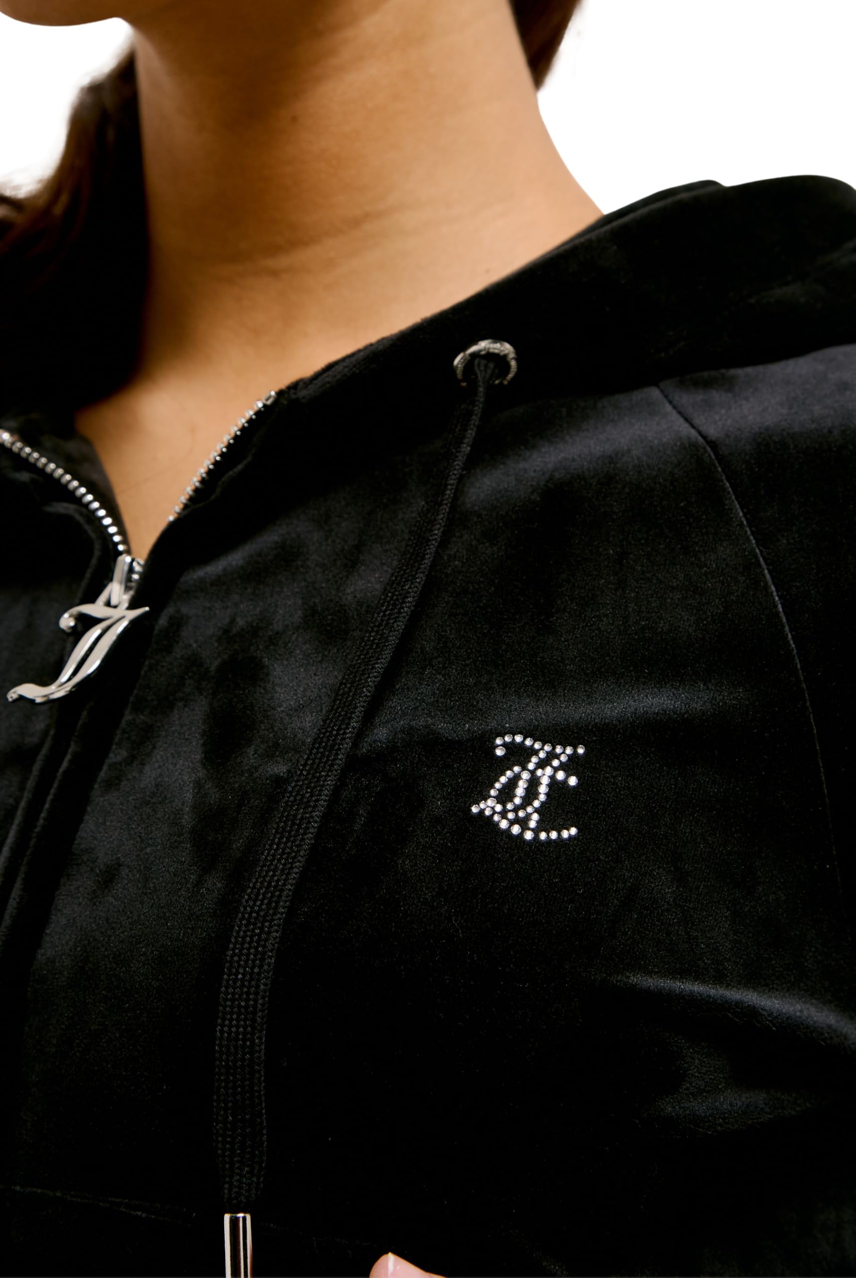 Juicy Couture Madison Hoodie Kapuzensweatjacke, Sweatjacke mit Kapuze und Reißverschluss aus Velour in Verschiedenen Farben Felpa con Cappuccio Donna (Pacco da 1)