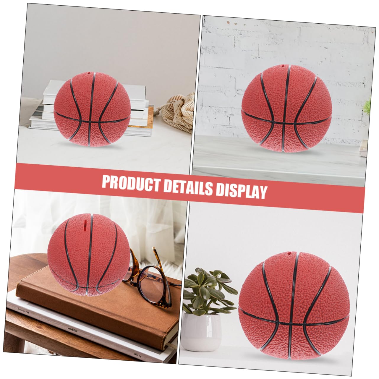 Alasum Salvadanaio in Vinile a Forma di Pallone da Basket 2 Pezzi per Ragazzo Ragazza Funzione di Deposito e Prelievo come Regalo per Compleanno e Decorazione da Tavolo