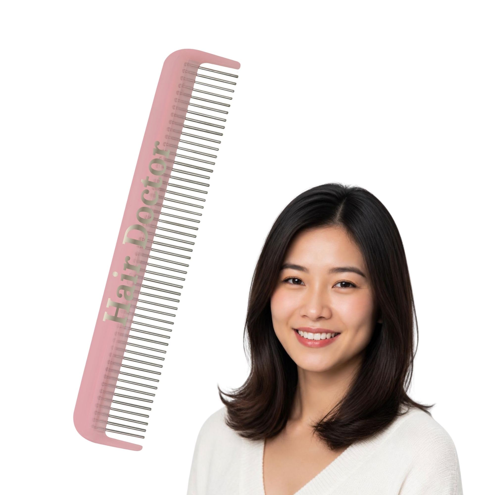 Hair Doctor Kosmetikkamm mit seidig glatten, rotierenden Zähnen verhindert Haarausfall und Schäden (17,8 cm Kamm) (7, Blassrosa)