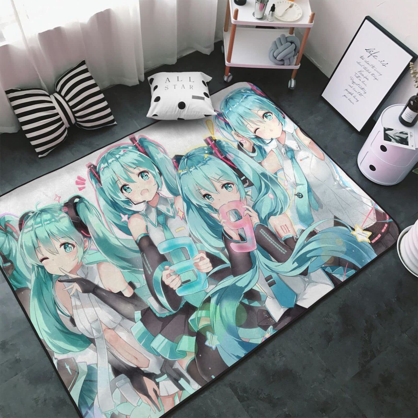 Amazon | 初音 ミク カーペット ラグ ラグマット 洗える シャギーラグ