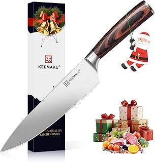 KEEMAKE Chef Knife 8 inch - Sharp Kitchen Knife High Carbon Stainless Steel Blade, Gyuto Knife Ergonomic Wood Handle, Professional Chef’s Knife for Home Kitchen and restaurant