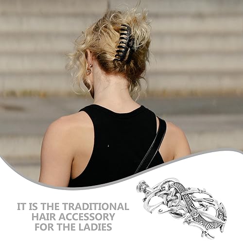 Miniatura 7 de Lurrose Pinzas para el cabello con diseño de dragón vikingo, pinza para el cabello, aleación irlandesa con palo, para mujer y hombre