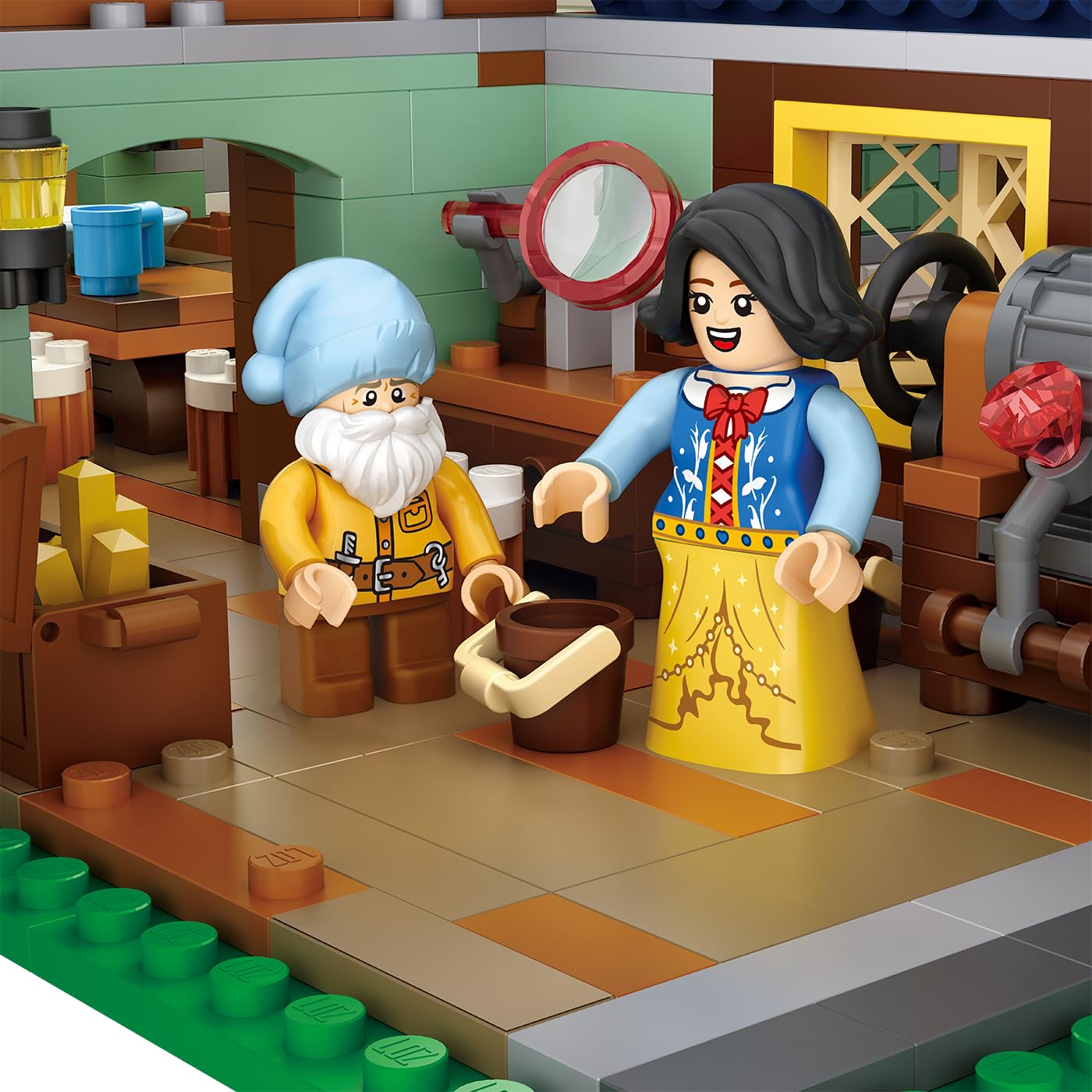 BlueBrixx Märchenhaus Mini Blocks, 2867 Klemmbausteine, 6 Minifiguren | Ab 14 Jahren, kleinerer Maßstab, blaues Dach, roter Blütenbaum, Blumen und Pilze am Sockel, für Sammler, 110154