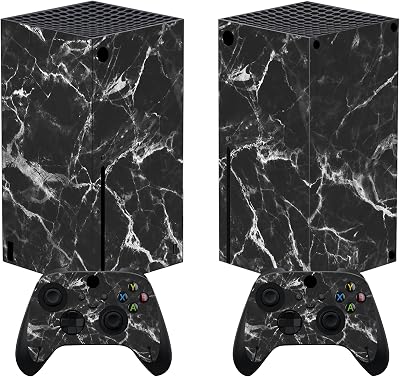PlayVital Pegatina para Xbox Series X – Calcomanía Vinilo Skin Adhesivo para Consola y Mando, Diseño Duradero, Protección Antirayaduras, Fácil de Colocar y Quitar (Mármol Negro Blanco)
