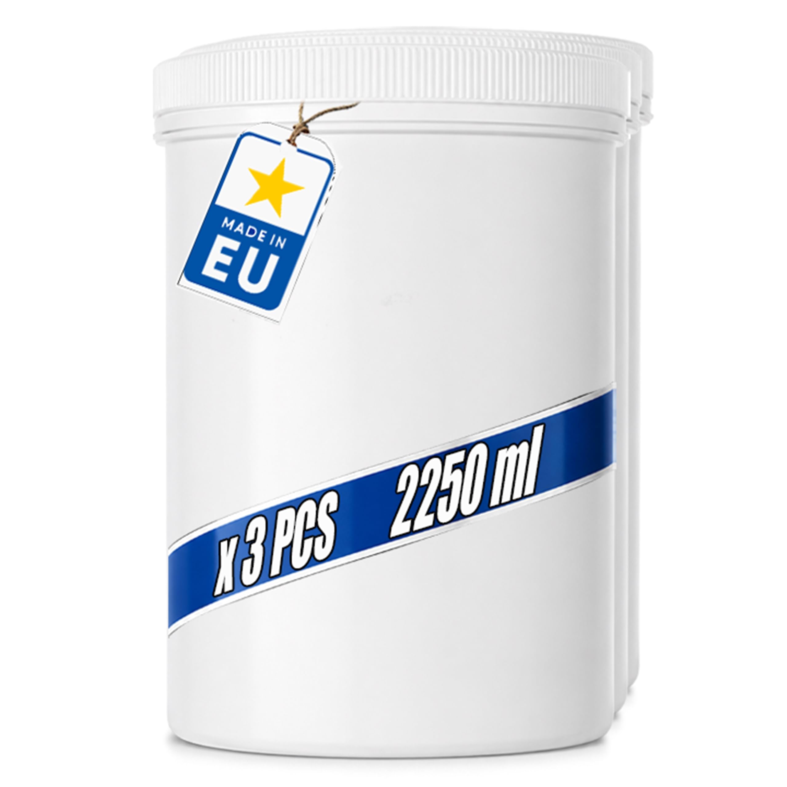 POSH 3 barattoli ermetici da 2250 ml, in PET per uso alimentare, con coperchio a vite, contenitori in plastica bianca con coperchio per farina, zucchero, caffè, barattolo rotondo in plastica