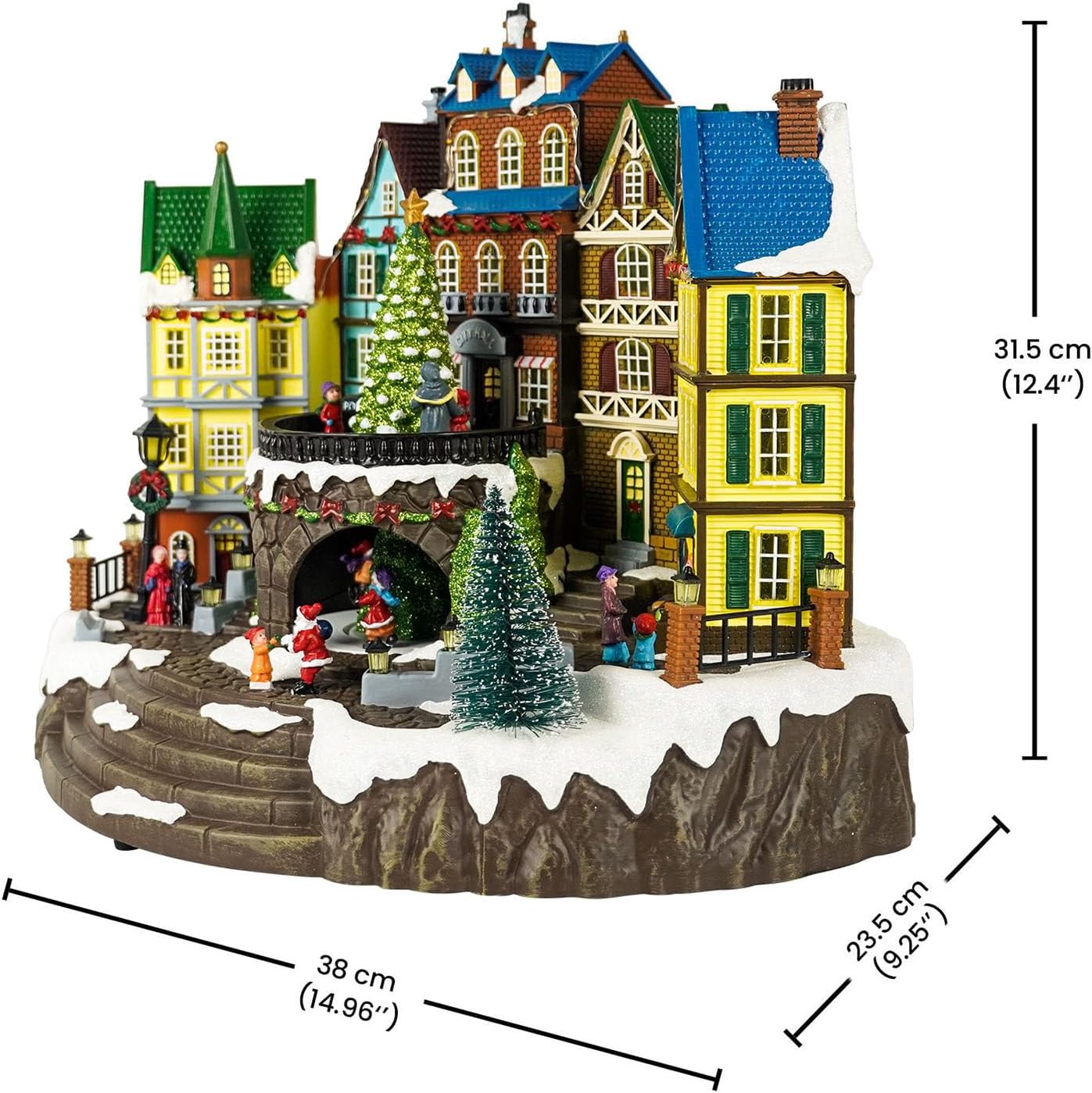 Christmas Village House, Christmas Town Village Sets, Colourful LED Lights with Christmas Music, Rotating Christmas Trees, for Holiday Displays, Indoor Decoration, Thoughtful