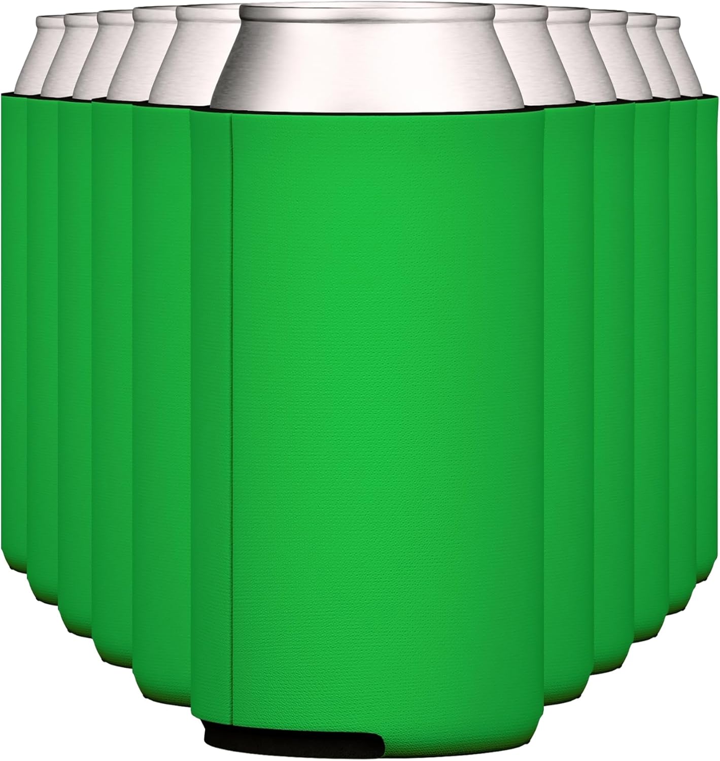 TahoeBay Slim Can Cooler Sleeves (12-Pack) Skinny Tall Cans 12 Oz Bulk Thin Seltzer Fit Sublimation Blanks for Vinyl Plain Blank Foam Beer Bottles Black White Assorted Solid Set (Kelly Green)