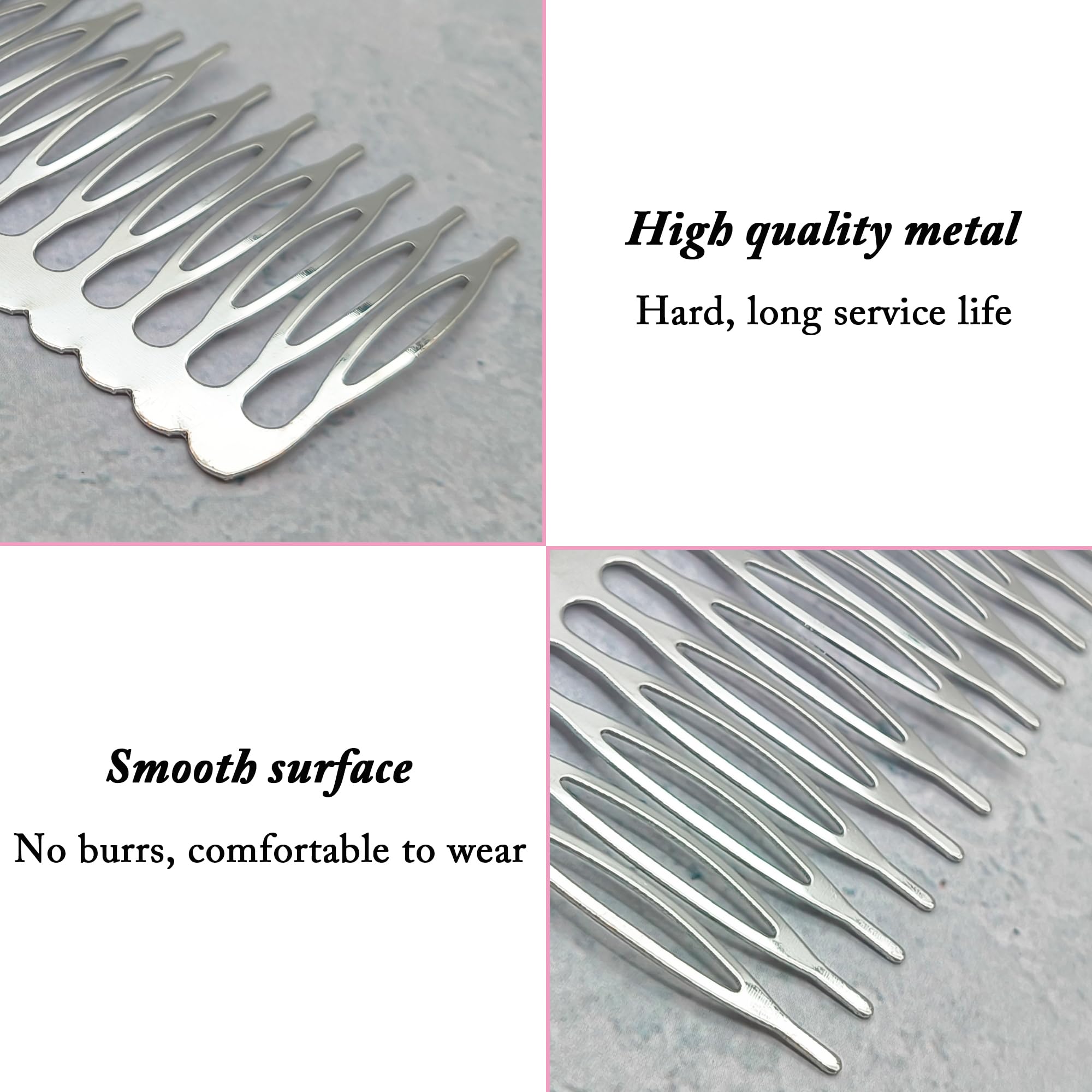 12pcs Peineta Para Velo De Novia 5, 10, 12, 14 Dientes Peine Lateral Para El Cabello Diy Metal Peine Del Pelo Dientes Nupciales Peine Alambre Accesorios Para Tocado Para Niñas y Mujeres