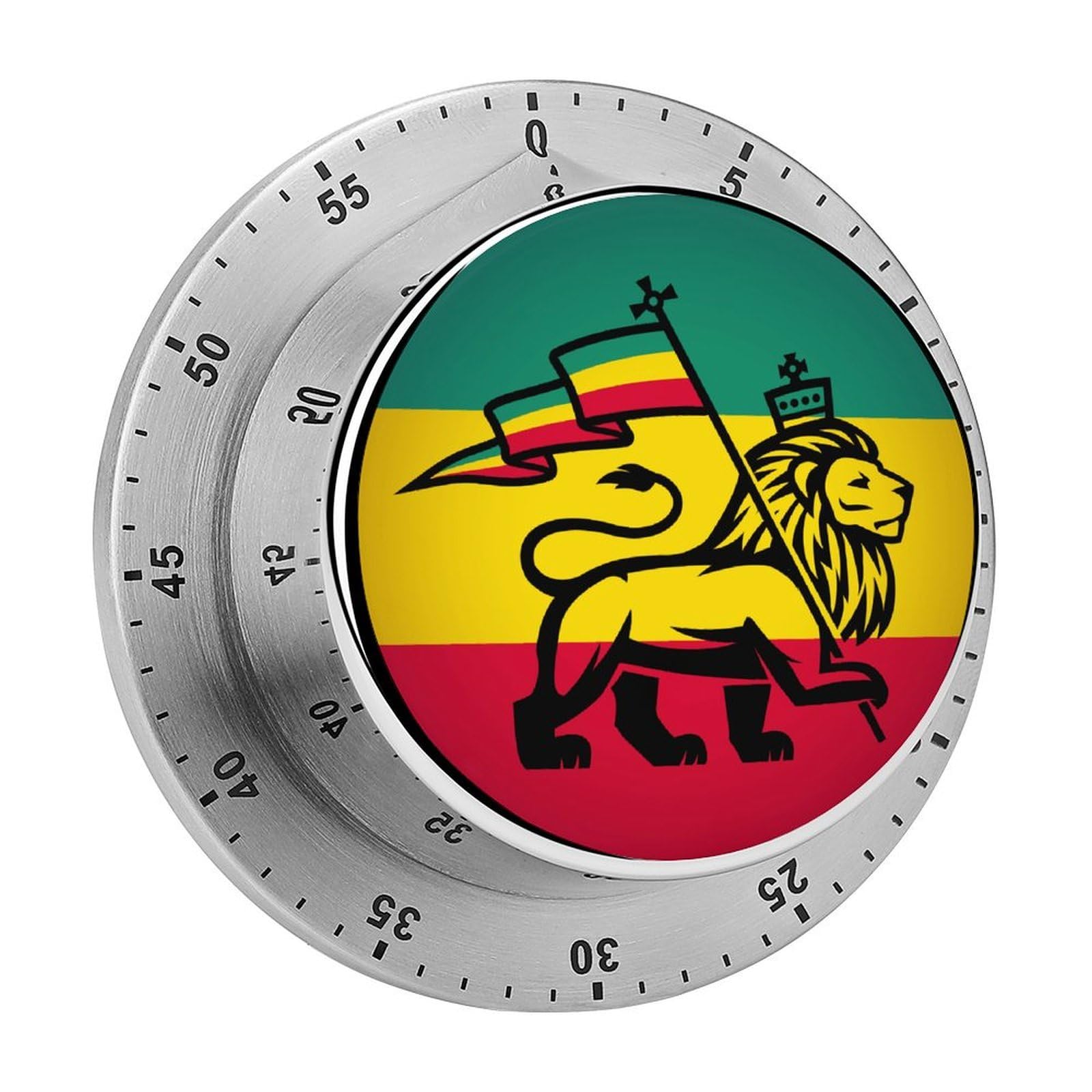 Rasta Lion Judah Rastafari Flag Reggae Music Circular Rotating Timer, Suitable for Kitchen and Bedroom