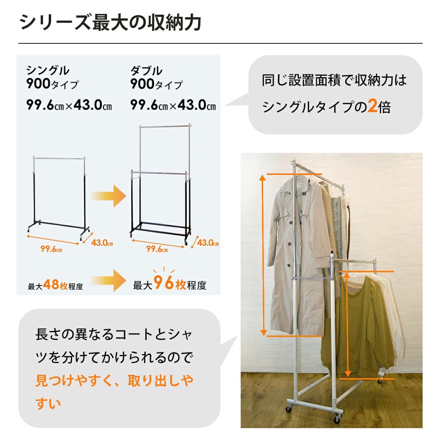 Amazon｜TAMATOSHI ハンガーラック スリム 省スペース 業務用 頑丈 耐
