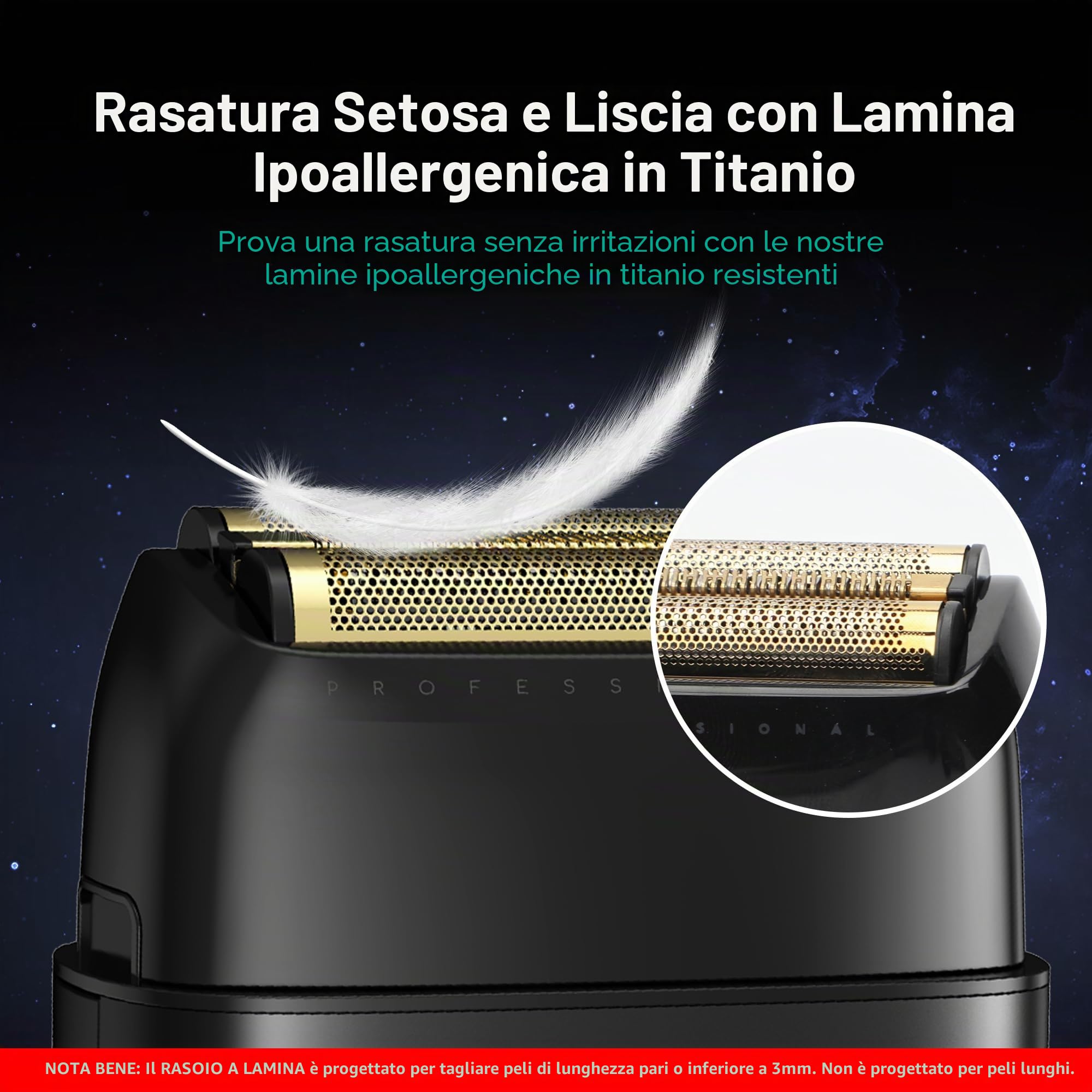 VGR Rasoio elettrico professionale per uomo, viso, barba, collo, pelle sbiadita e testa calva, ricaricabile USB-C senza fili, doppia lamina di titanio galleggiante, 21 velocità 7000-9000 giri/min