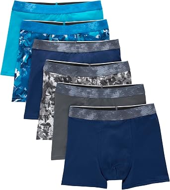 Hanes Boys Moves Performance Underwear Boxer Brief, 6-Pack, Mesh Pouch Moisture Wicking Boxer Briefs