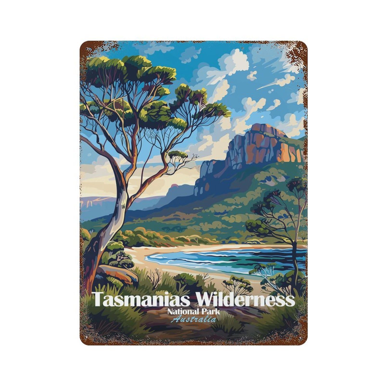 Tasmanian Wilderness National Park Australia Retro Metal Sign 15.7"x11.8", Farmhouse Wall Decor for Cafe, Home Bar And Lounge Decor