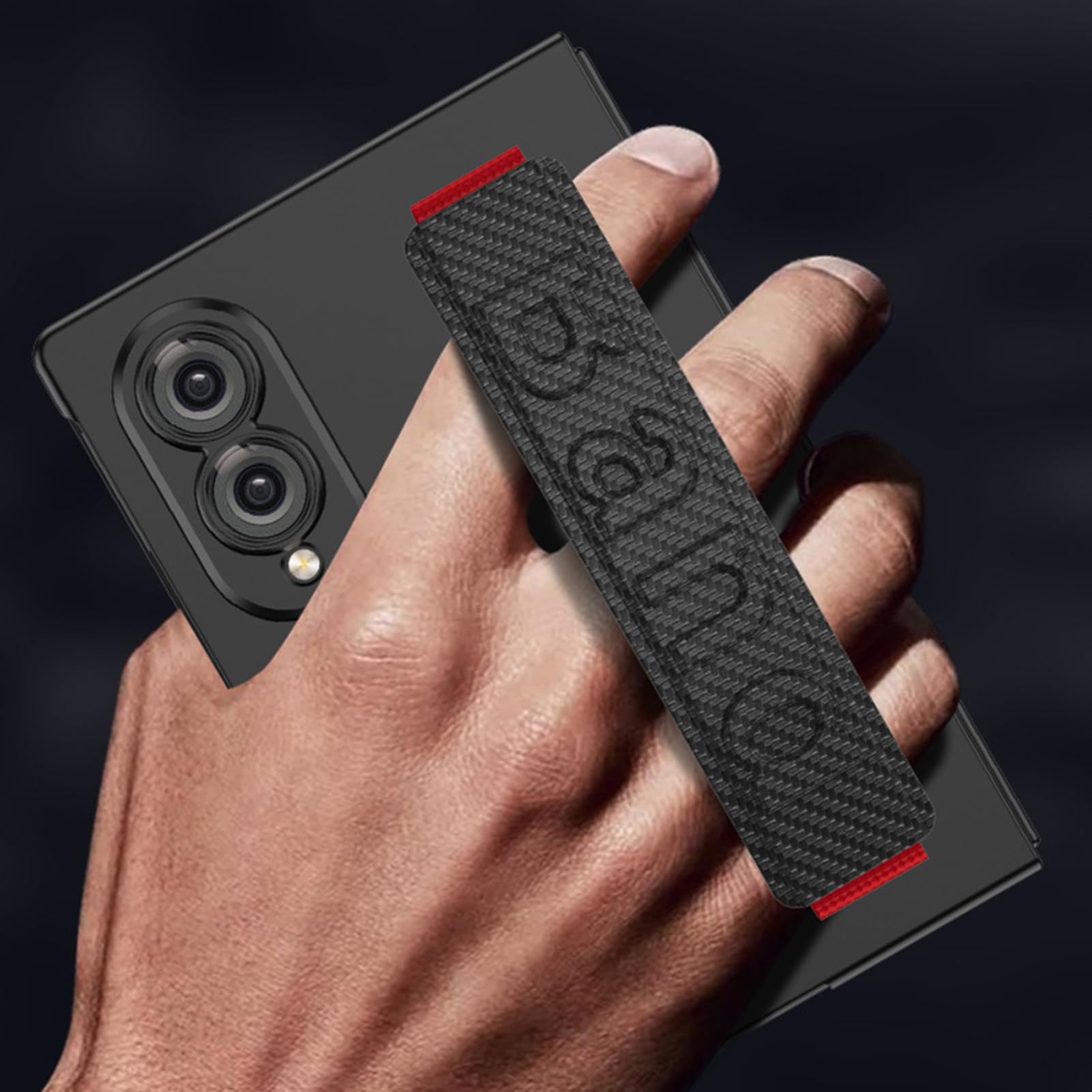 Custodia Leggera For Samsung Galaxy Z Fold 8, Protezione Dello Schermo Lente Cover Antiurto Custodia Con Cinturino Da Polso Con Trama In Fibra Di Carbonio