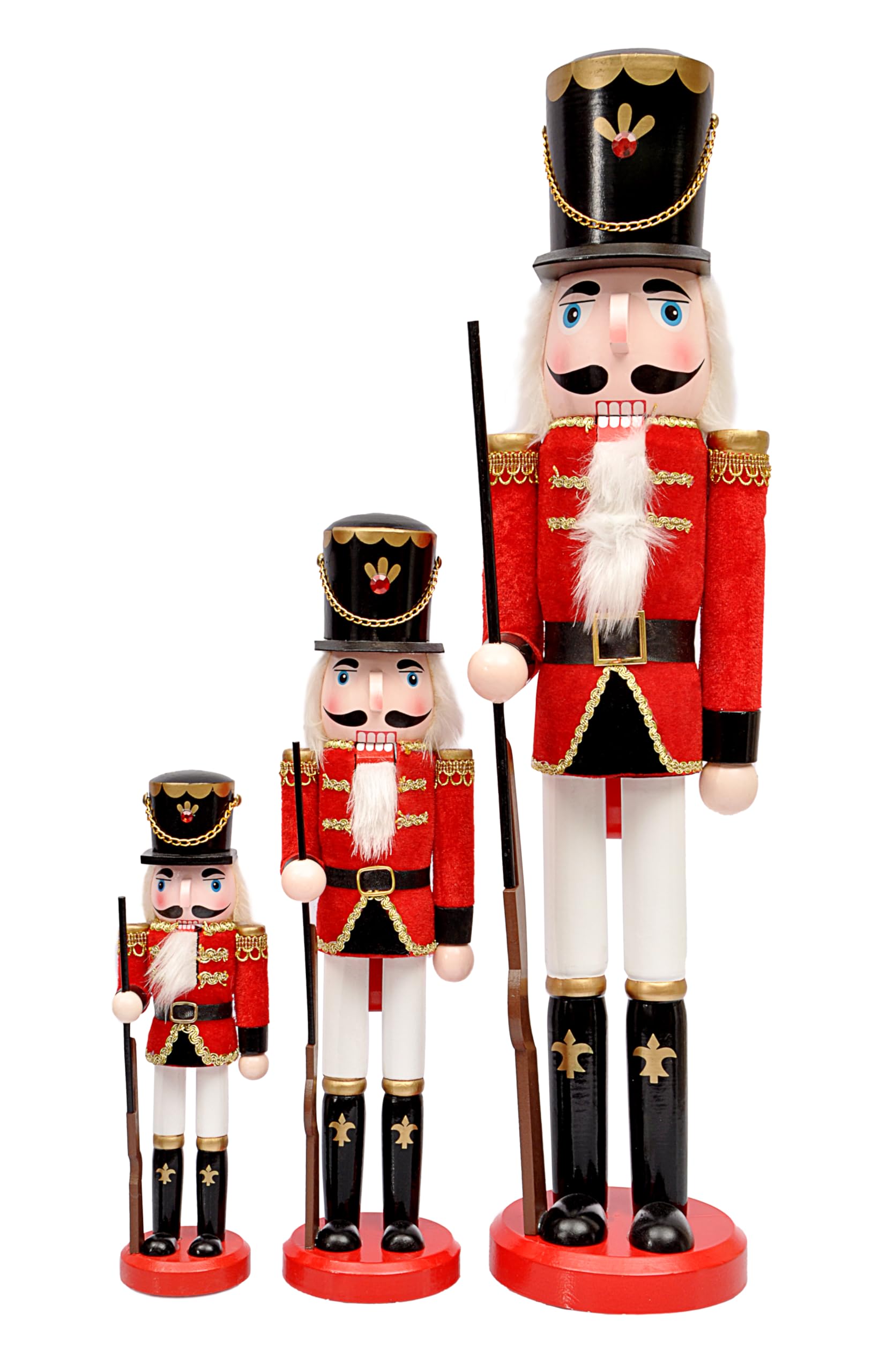 Ciao- Schiaccianoci Natale Soldatino con baionetta (38cm) in legno e tessuto, rosso/nero