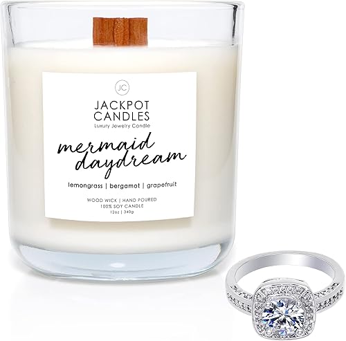 Miniatura 1 de Vela de soya natural con joya fabricada en EE.UU. (joya de sorpresa dentro), tiempo de combustión 80 a 100 horas