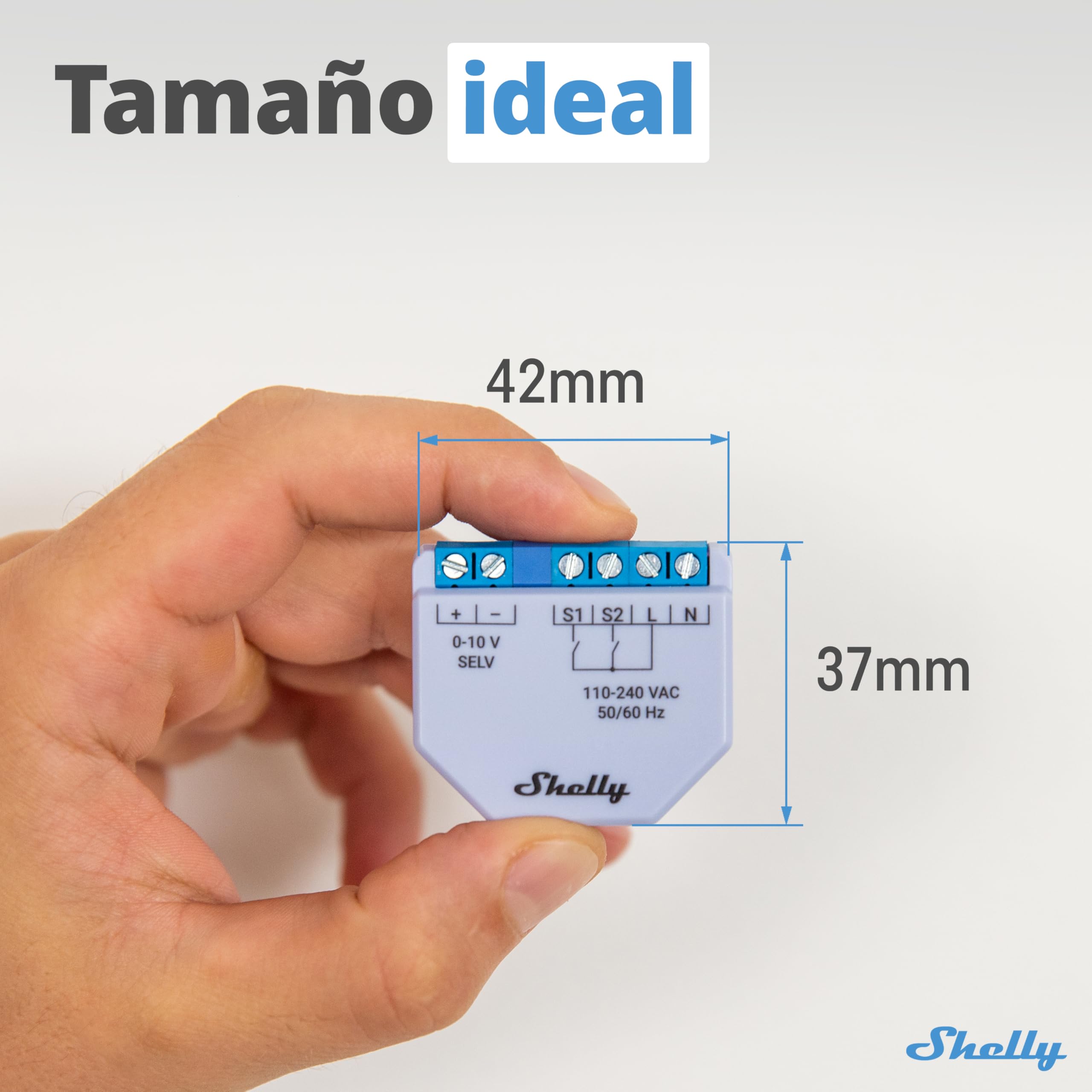 Shelly Plus 0-10V Dimmer - Módulo Regulador de Luz W-Fi & Bluetooth, Atenuador Inalámbrico para regulable LED, No necesita hub, Control remoto Shelly app, Compatible Alexa Google Home