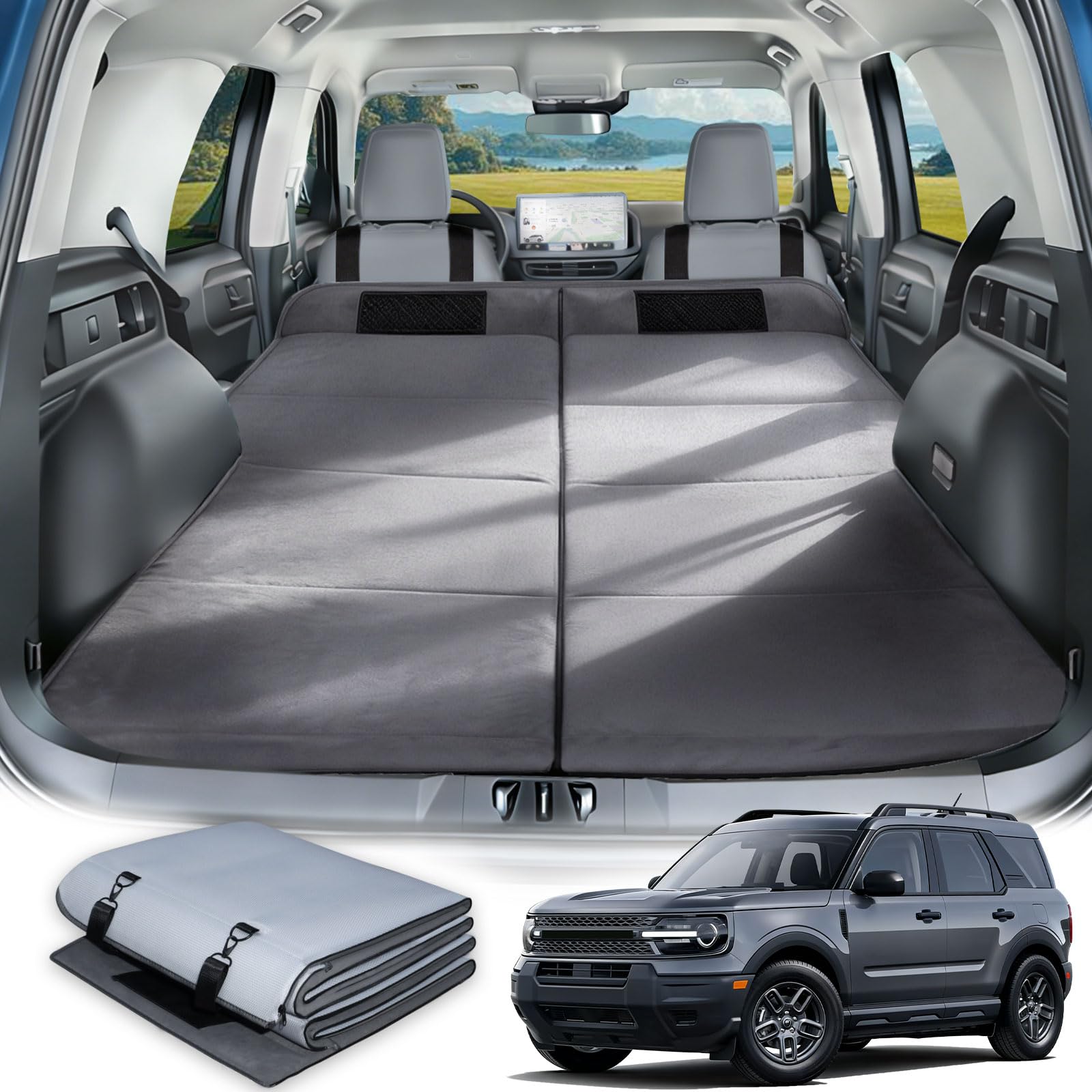 Car Bed for Ford Bronco Sport, Foldable Non-Inflatable Soft Foam Camping Mattress, Thickened Portable SUV Trunk Sleeping Pad, Air Mattress Upgrade for Camping &amp; Travel Essentials, Outdoor Bed