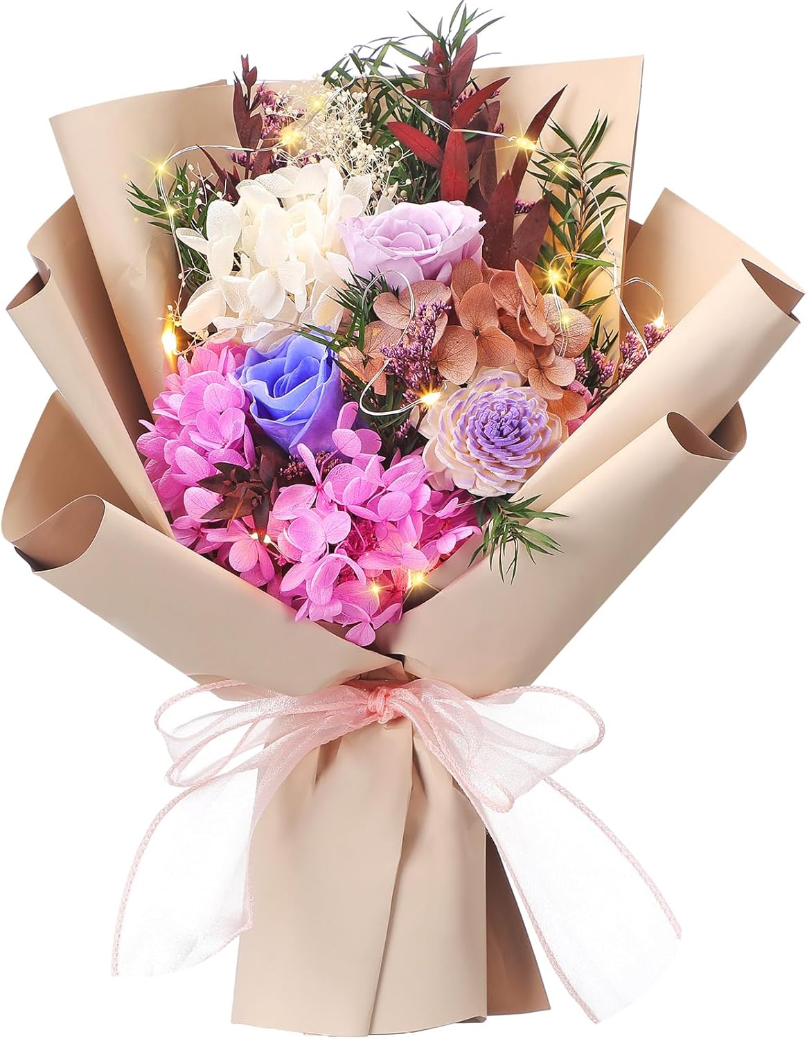 Preserved Flowers Bouquet Graduation Flowers Bouquet Gift Forever Natural Real Roses Gifts for Teacher Student Birthday Anniversary Wedding Home Decor(Brown,Classic) Brown Classic