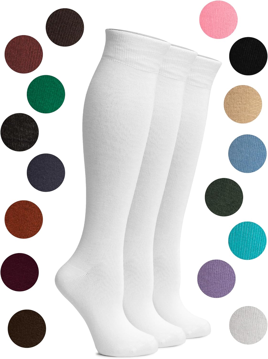 Hugh Ugoli Choose Colors & Make Your Custom Order | Women's Rayon Derived from Bamboo Knee High Socks Size 5-8/8-11, 3 Pairs