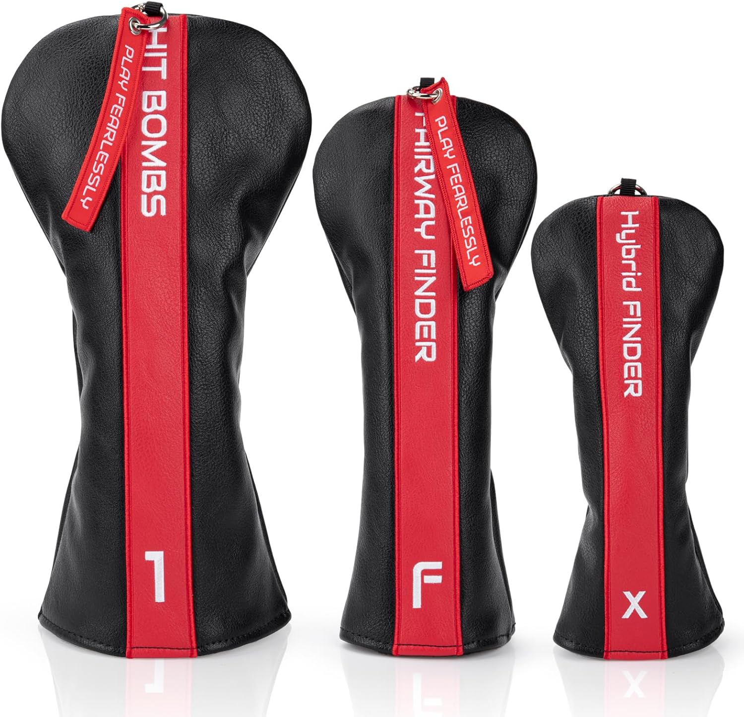 Golf Head Covers, Leather Driver Headcover, Fairway Wood Cover, Hybrid Head Covers – Advanced Embroidery Golf Club Head Covers for Men Women Play FEARLESSLY Golf Headcovers