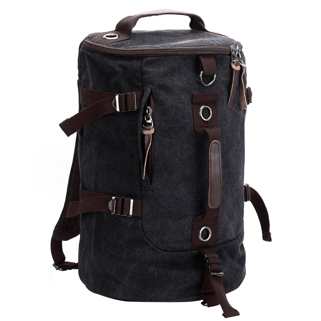 Losa Men Fashionable Detachable Long Sling Shoulder Strap Hiking Camping Travel Backpack Messenger Tote Bag Handbag Black