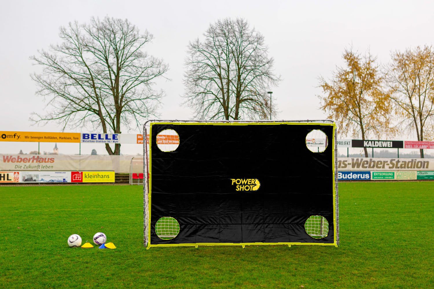 POWERSHOT® Porta da Calcio in PVC 2,4 x 1,8 m - Made in Germany - 2 Anni di Garanzia e installabile Tutto L'Anno!