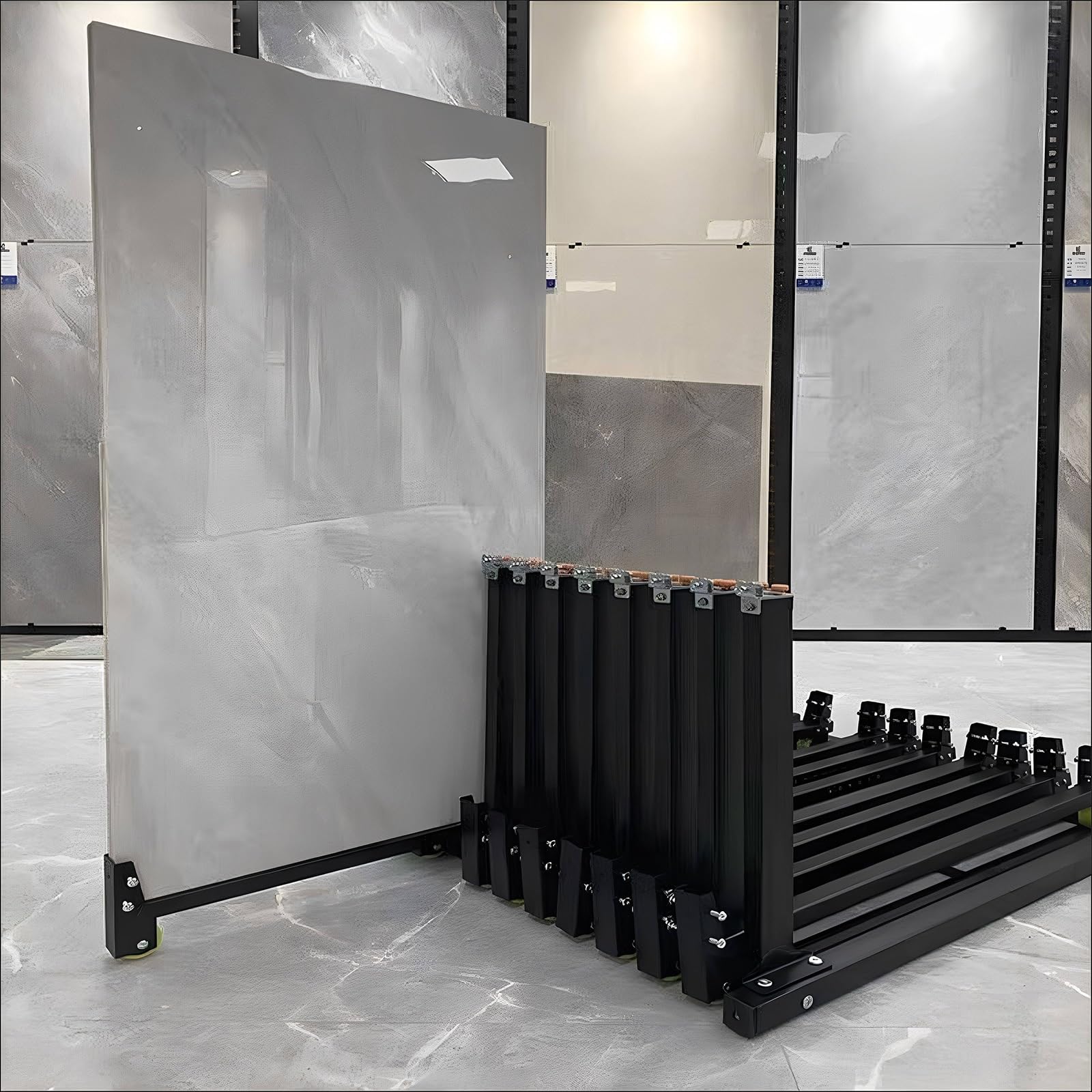 Robustes Metall-Fliesen-Ausstellungsregal, verstellbarer Boden-Organizer für Ausstellungshalle und Einzelhandel