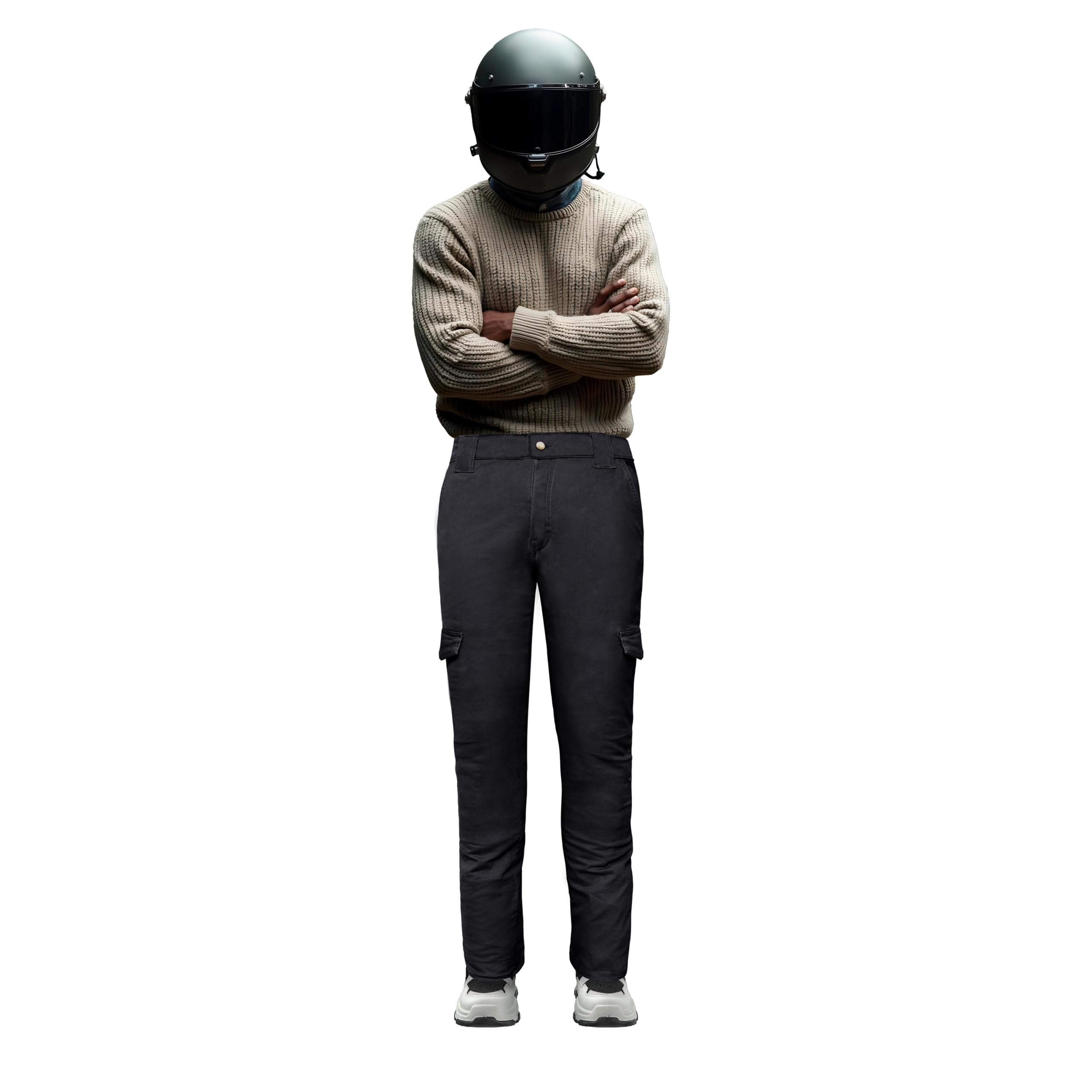 GREAT BIKERS GEAR - Mens Motorcycle Trousers with Protective Aramid Lining Fiber, with Free CE Approved Protectors Black