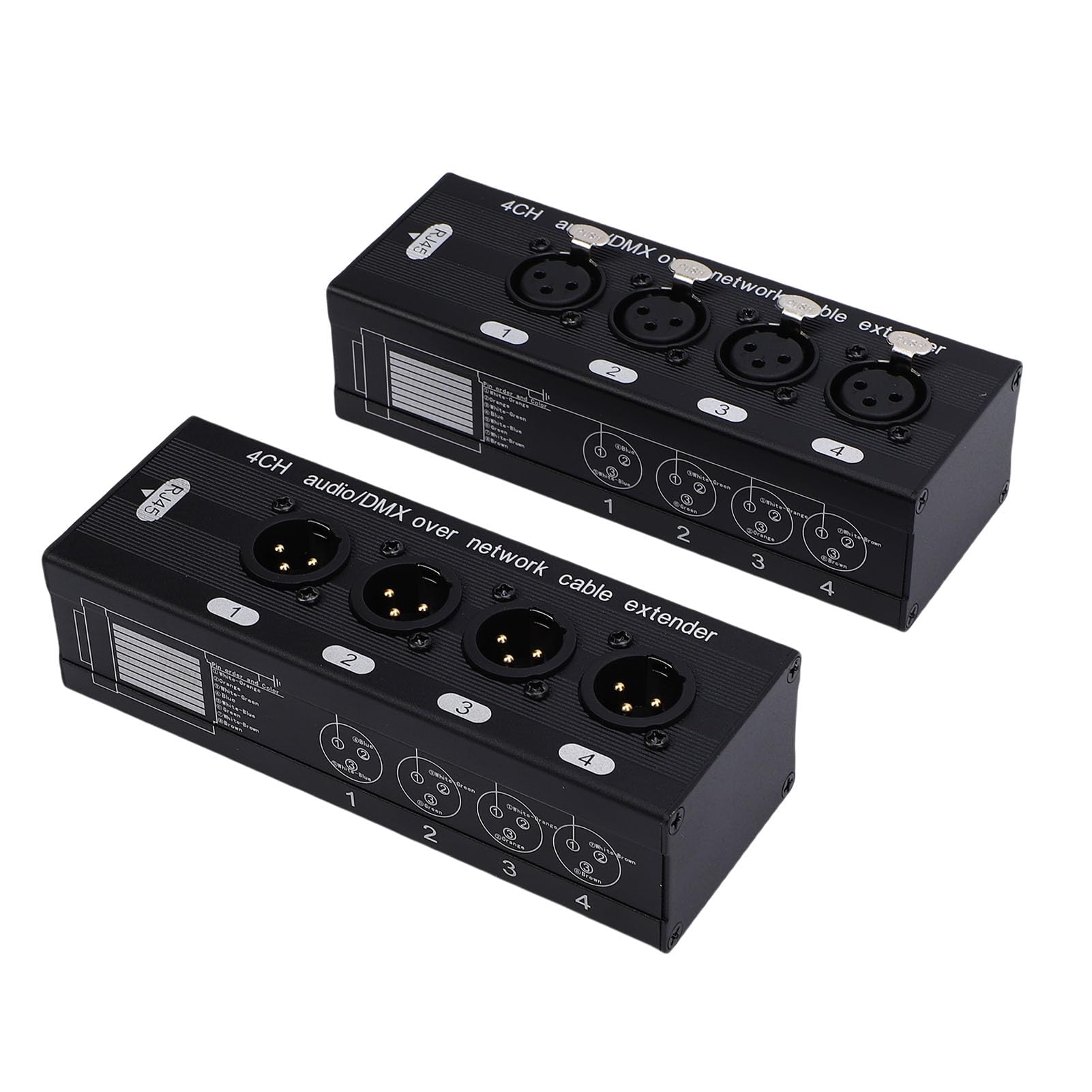 Dpofirs 4 Kanałowy XLR na RJ45 Ethernet Przedłużacz Kabla