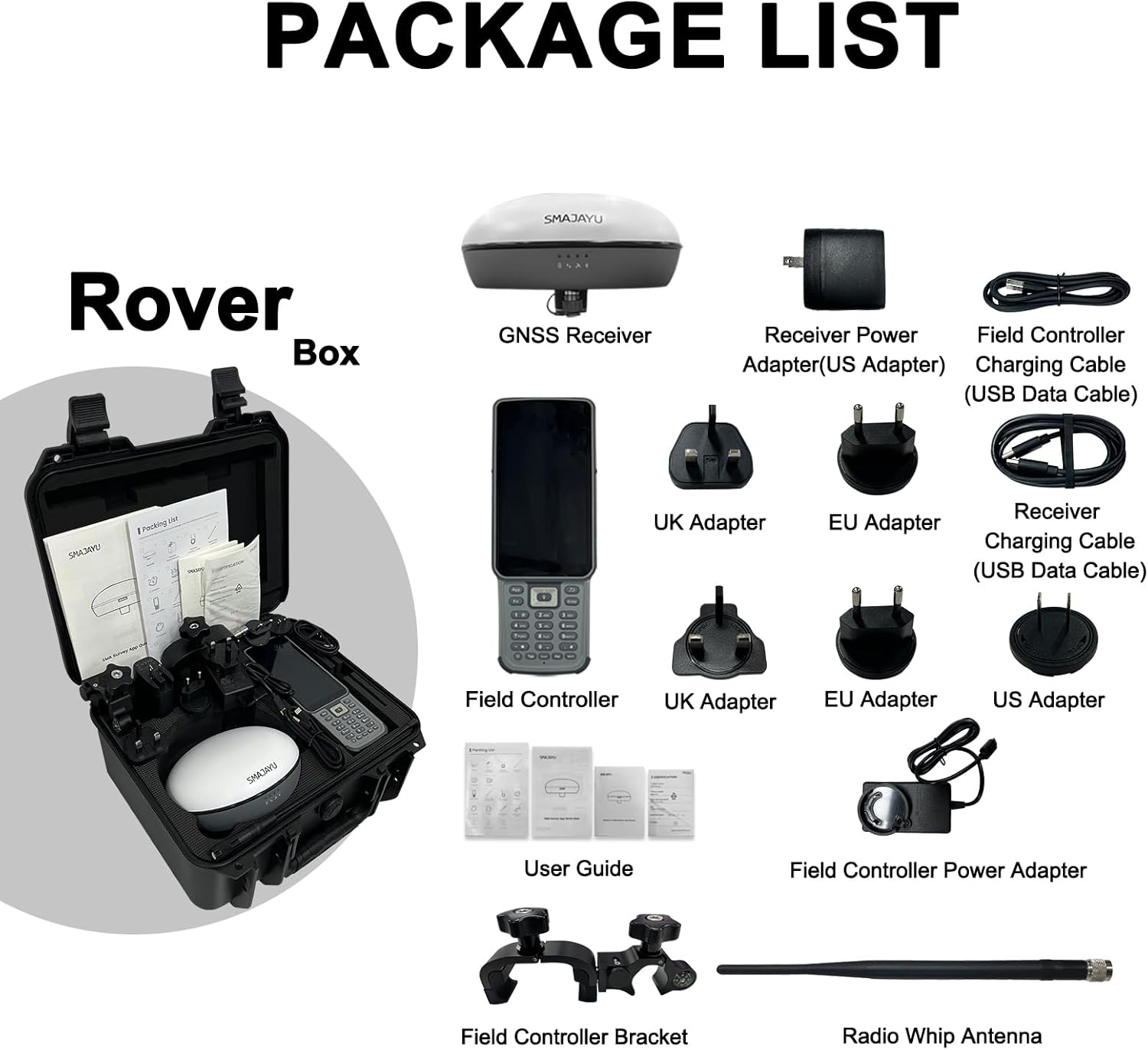 SMA20RTK Rover, PPK PPP IMU NOAA certificated GNSS Land Surveying Rover,Software,1408channes, Connect CORS for Correction,1 inch Accuracy PPK Calculation (Exclude Pole)