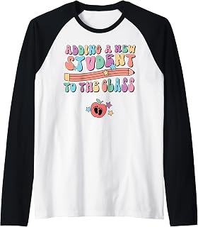 Retro Teacher Pregnancy Announcement New Student Baby Reveal Raglan Baseball Tee