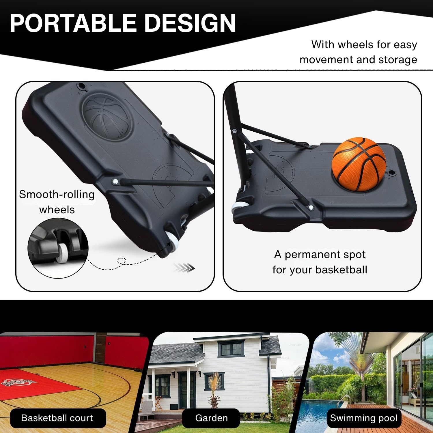 Canestro Da Basket Da Esterno Per Bambini E Adulti - Supporto Da Basket Regolabile In Altezza Con Ruote | Sistema Di Rete Portatile Per Giardino, Parco, Interni