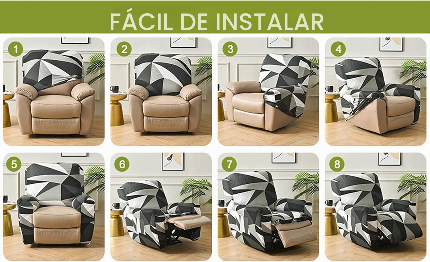 Fundas para sillas reclinables Funda elástica para sillón Relax con Bolsillos Protector de sillón reclinable Fundas de Butacas Relax Ajustables Antideslizante