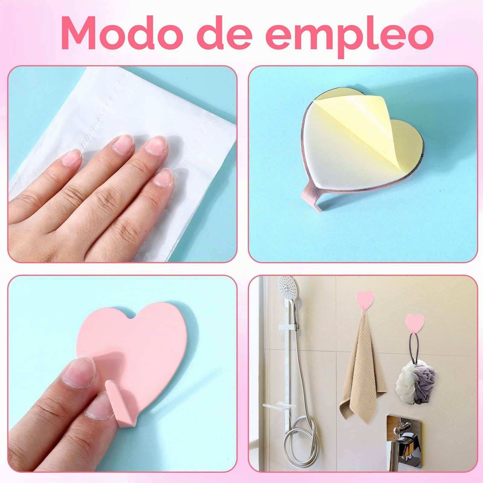 Dimeho 6 ganchos autoadhesivos de pared ganchos decorativos para colgar perchas de acero inoxidable coloridos ganchos adhesivos sin taladrar para toallas de baño, casa, llaves, cocina, oficina, aula