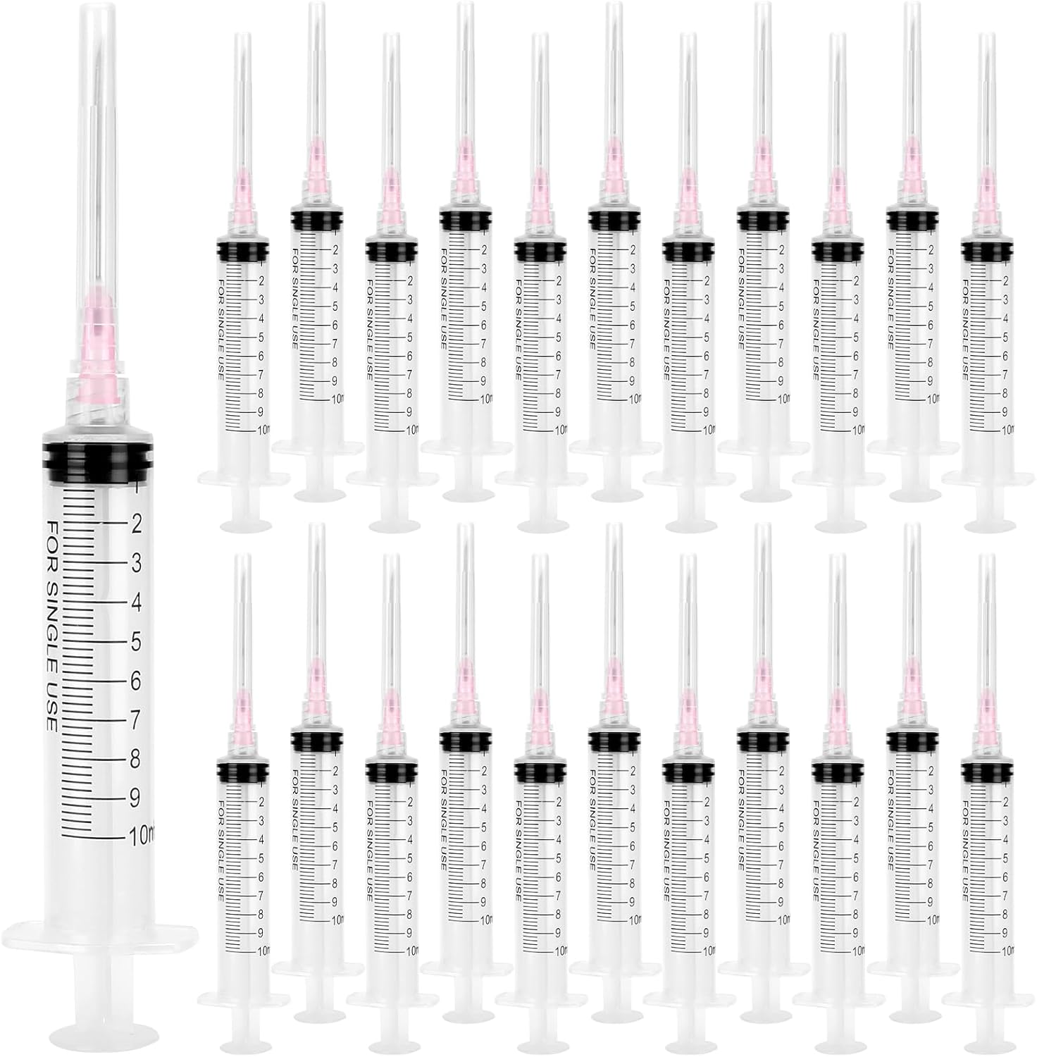 100 Pack Disposable 10ml Syringes with Needle 18G 1.5”, Sterile Luer Lock Syringe Individually Packaged for Scientific Labs, Liquids Refilling and Measuring, Transparent