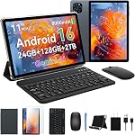 Tablet, Update Android 16 Tablet with 11 Inch FHD Display, 24GB RAM 128GB ROM /2TB TF, T615 Octa-Core+13MP Camera, 8000mAh, Widevine L1, 3 in 1 Tablets with Keyboard Mouse Pen, 4-Year Warranty