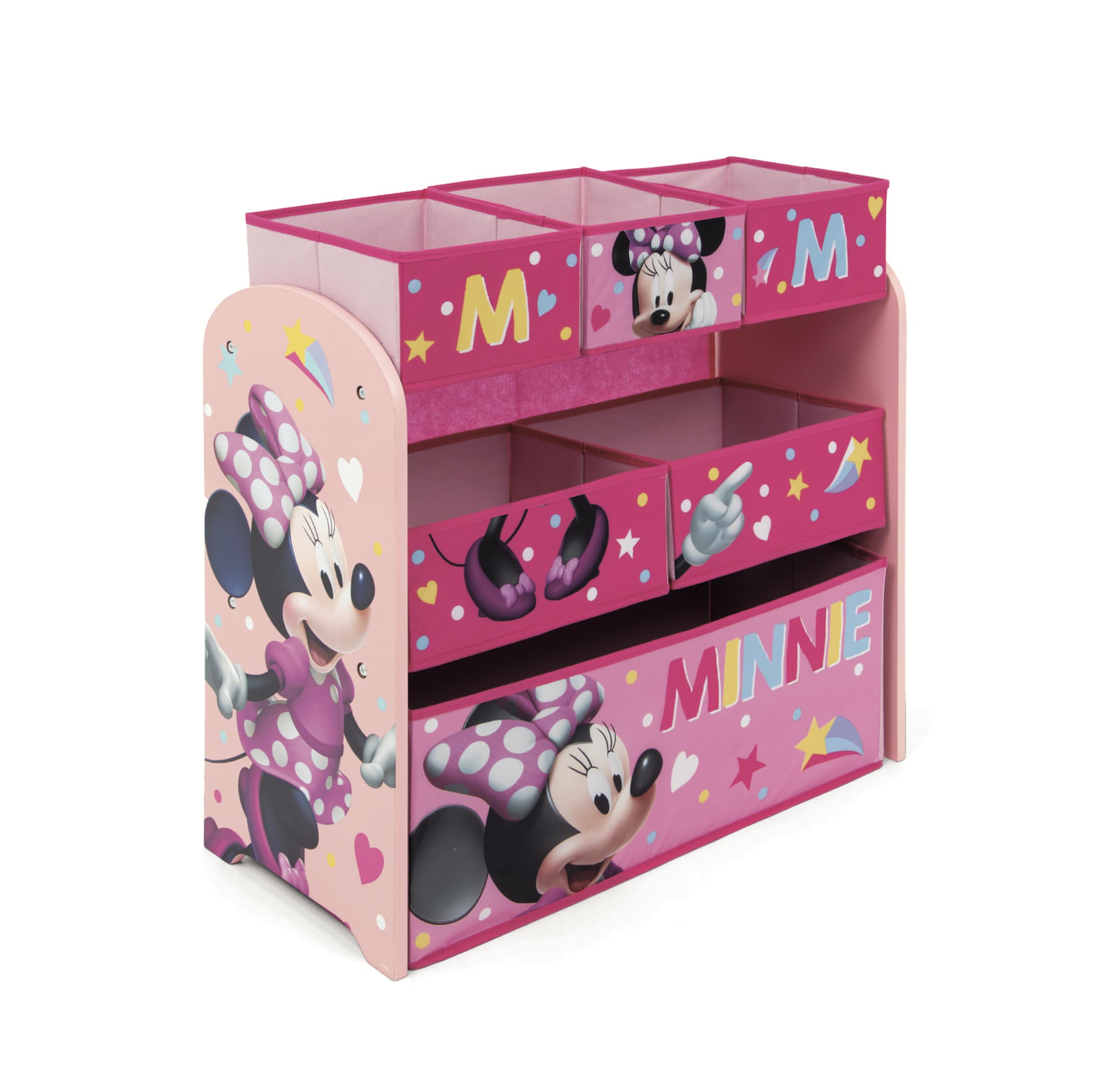 Arditex Pink Wooden, Wood, Minnie Mouse Toy Organiser With 6 Storage Bins