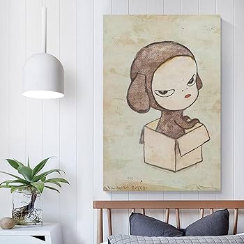 Amazon.co.jp: 奈良美智「段ボール箱人形」かわいい漫画絵画アート装飾