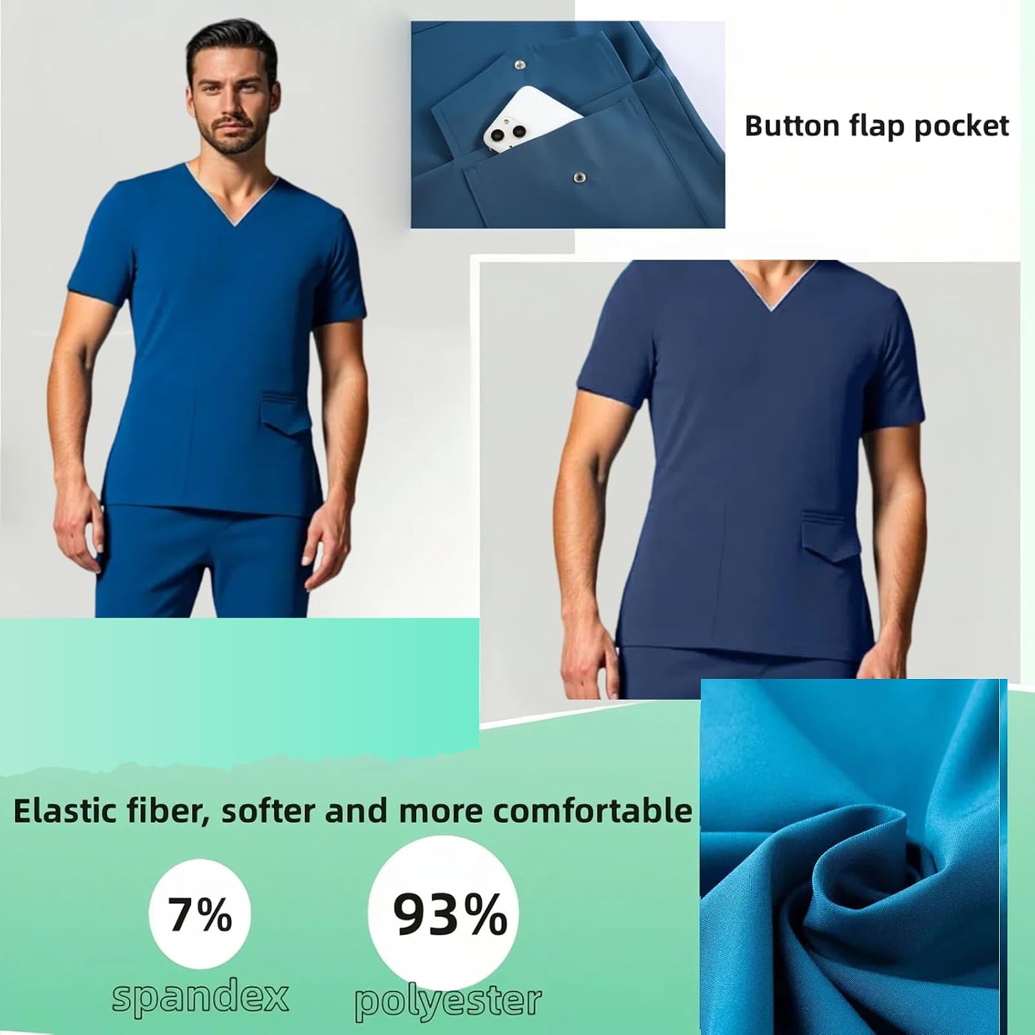 Medical Scrubs for Men,Scrubs for Men Set,Highly Elastic and Breathable,Moisture Wicking and Quick Drying