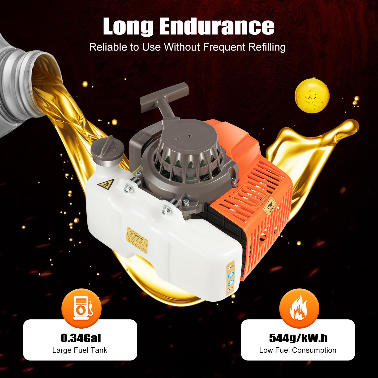 Ahoyadora Gasolina 2 Tiempos Motor 63 CC 2,2KW Empuje Manual Ahoyador con 300mm Broca, Ruedas Profesional Barrena para Tierra Compactadora De Tierra para Granja, Huerto