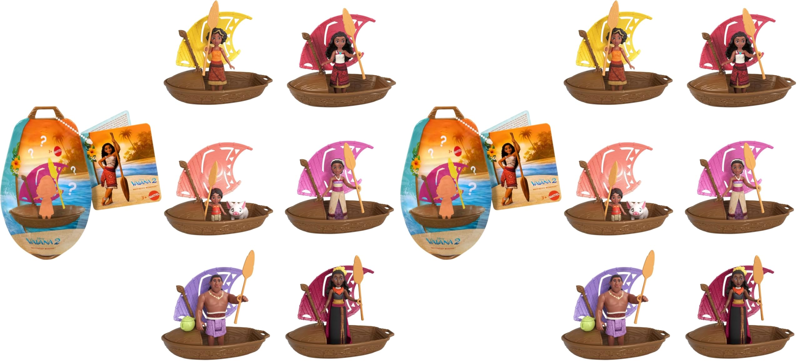 Mattel Disney Vaiana 2 Intrépidos Navegantes Conjunto con muñeco pequeño Sorpresa, Canoa y Accesorios, Inspirado en la película (los Estilos Pueden Variar), JBT68 (Paquete de 2) en oferta en Amazon