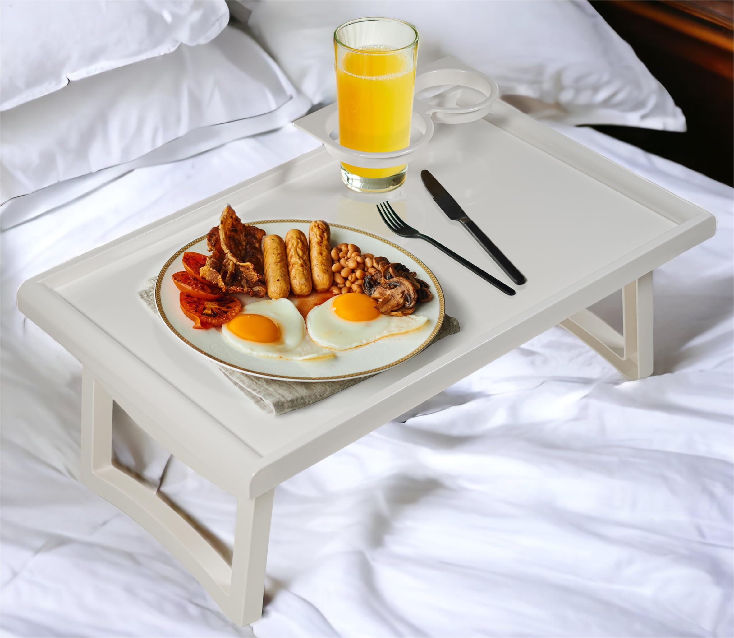 Aidapt Table Pliante avec Pieds et Porte-Boissons. Bords surélevés, Rangement Facile, Plateau pour Les Genoux, Petit déjeuner au lit, travaux manuels, 475 x 300 mm, Espace utilisable, léger