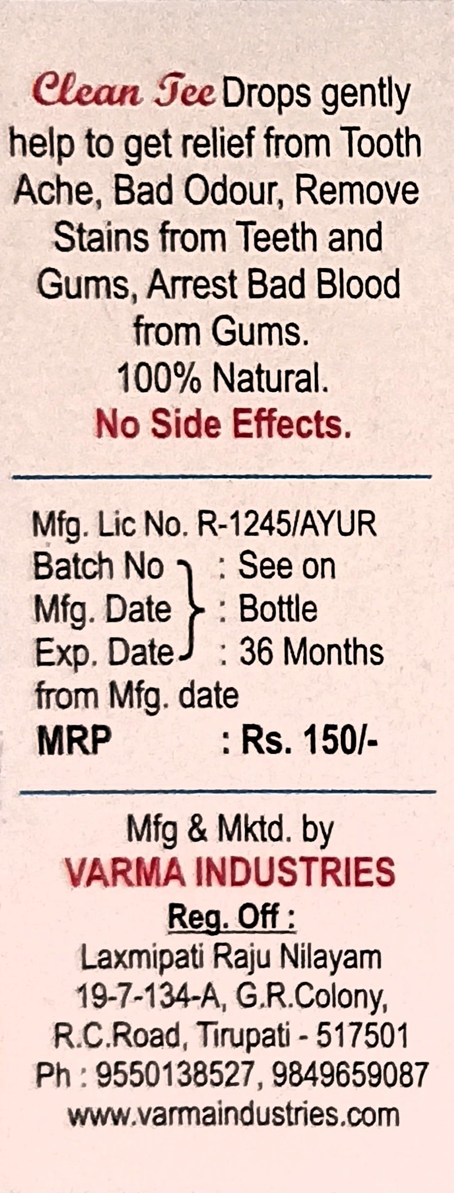 Clean Tee Cleaning Oil Reduces Toothache - Image 2 thumbnail
