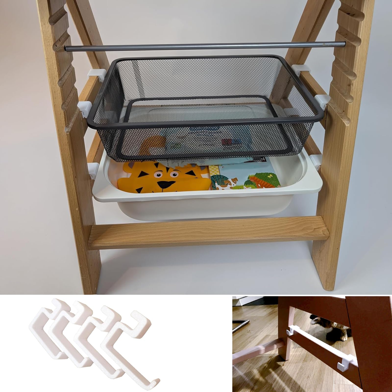 Adattatore Adatto per Seggiolone Hauck Alpha e Beta, Compatibile con Ikea Trofast Scatola e Cestino a Griglia, Fissaggio per Sedia Alta